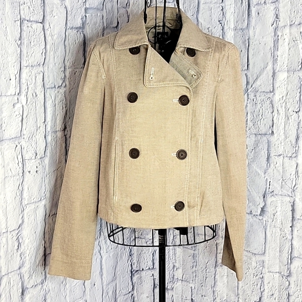 GAP Light Brown Double Breasted Crop Jacket Medium